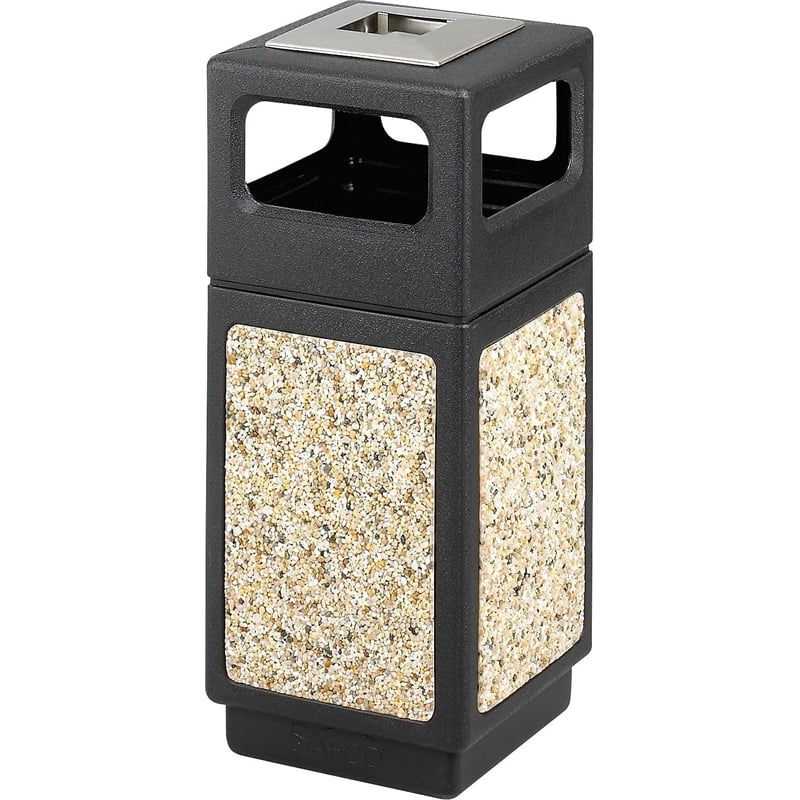 Safco Canmeleon Series Outdoor Aggregate Panel Side Opening Receptacle with Urn