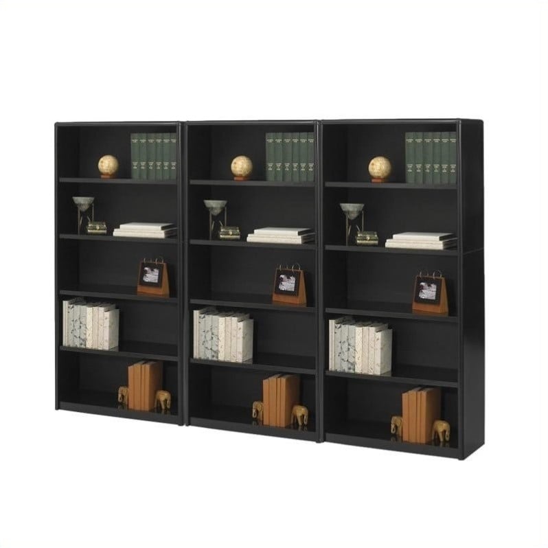 Safco ValueMate 5 Shelf Wall Economy Steel Bookcase in Black