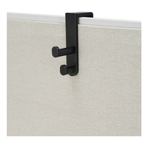 Safco Modern Plastic Double Hook with Rounded Knobs and Hardware in Black