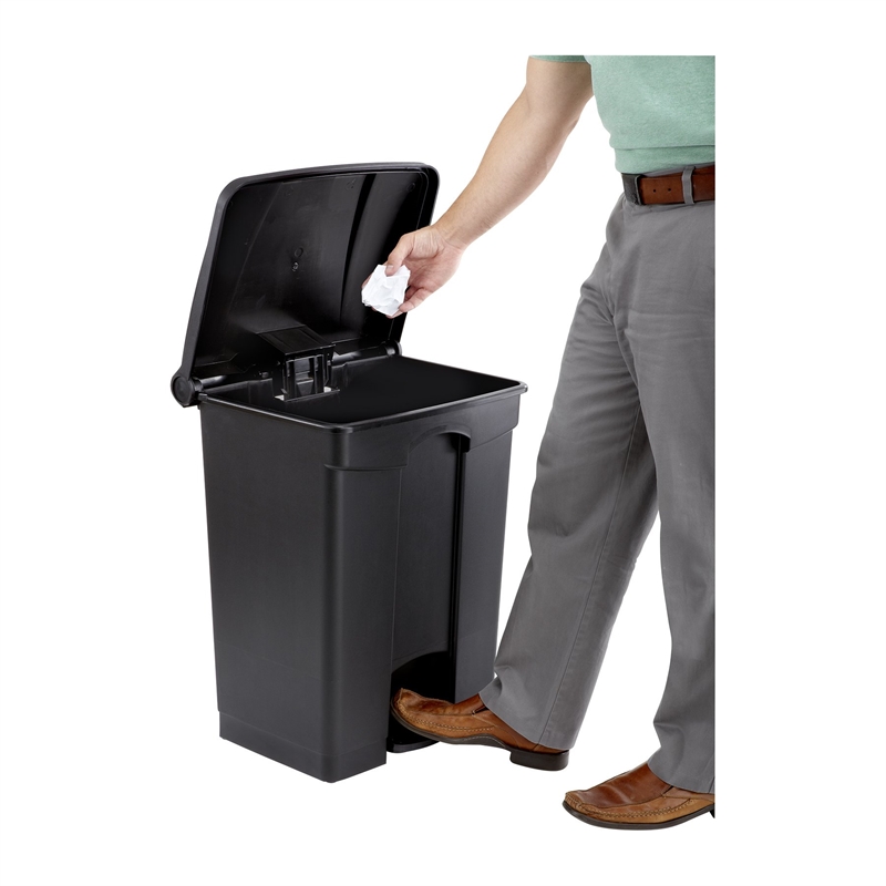 Safco Plastic Step-On Receptacle - 17 Gallon in Black