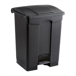 safco plastic step-on receptacle - 17 gallon in black