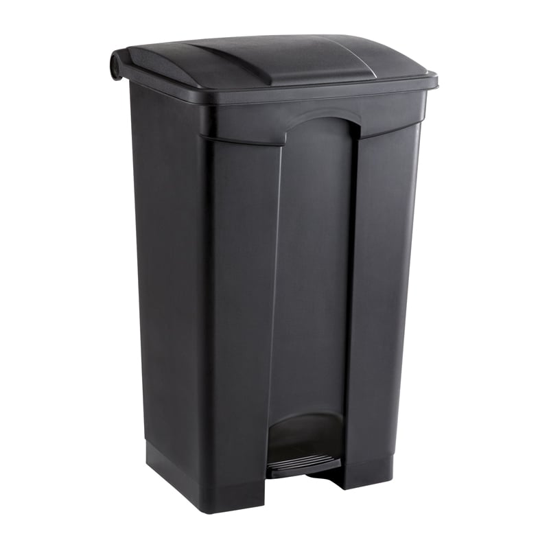 Safco Hands Free Plastic Step-On Receptacle Trash Can - 23 Gallon in Black
