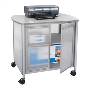 safco impromptu deluxe machine stand with doors in gray