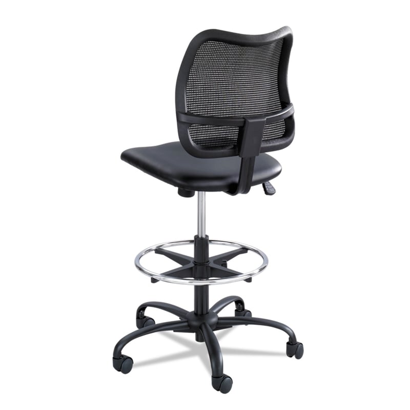 Safco Vue Extended-Height Vinyl Drafting Chair in Black