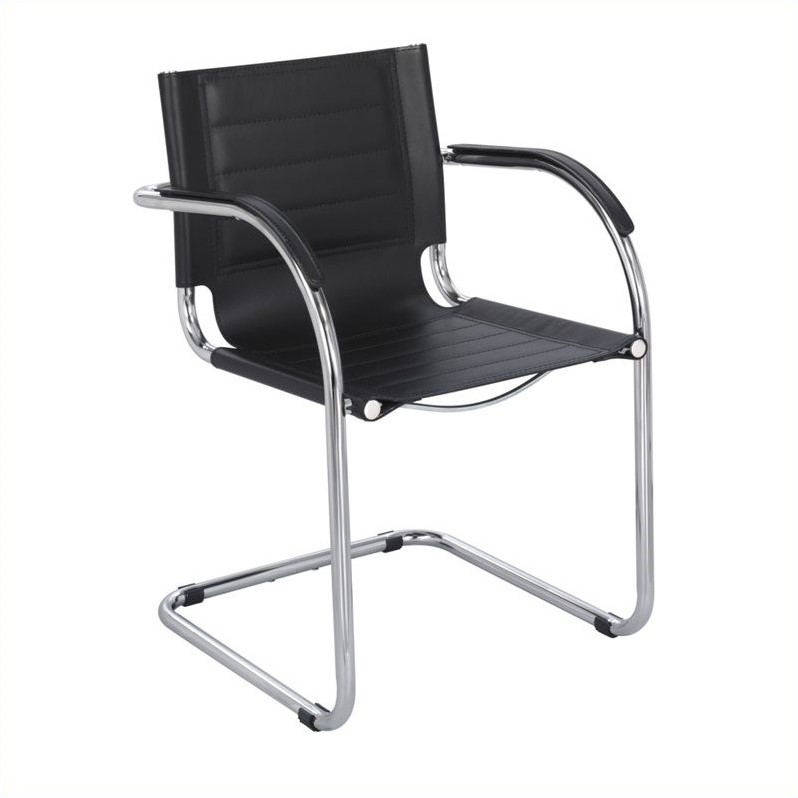 Safco Flaunt Guest Chair Black Leather in Black
