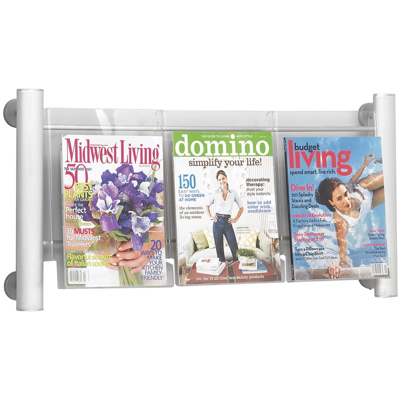 Safco Luxe 3 pocket  Magazine Rack in Silver