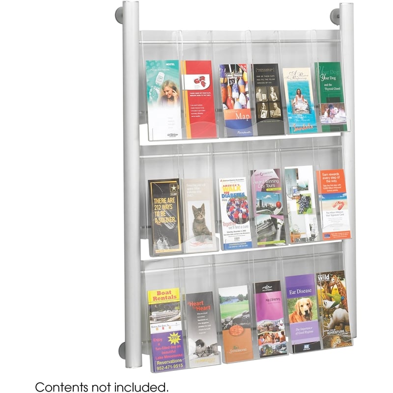 Safco Luxe 9 pocket Magazine Rack in Silver