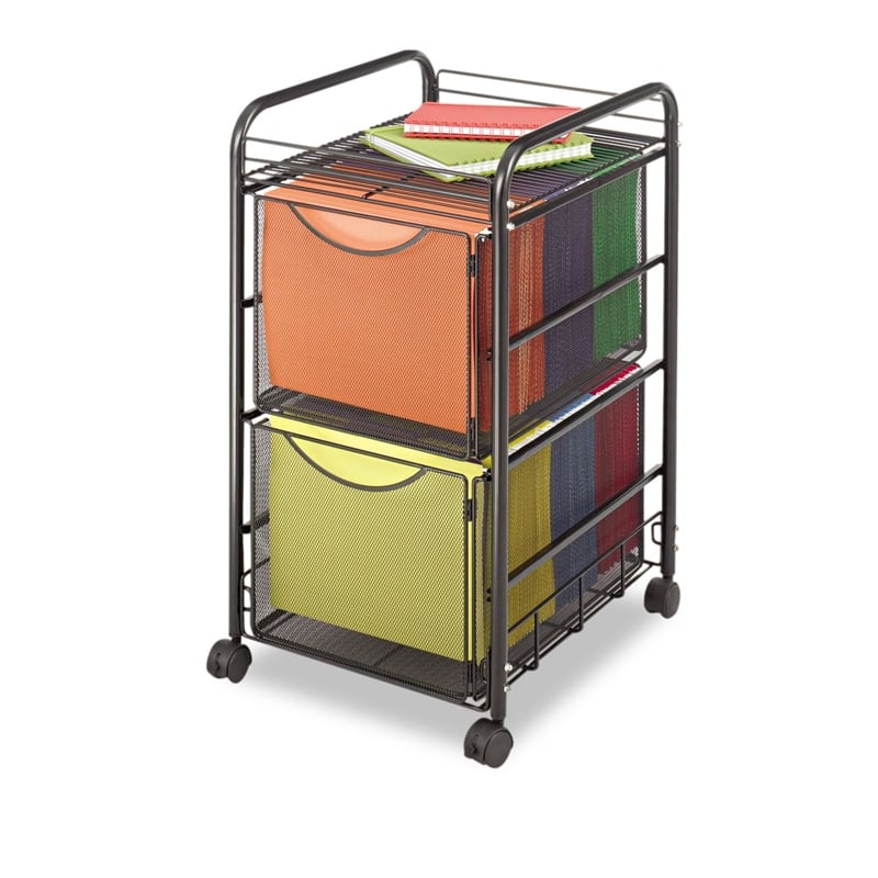 Safco Onyx Mesh File Cart with 2 File Drawers