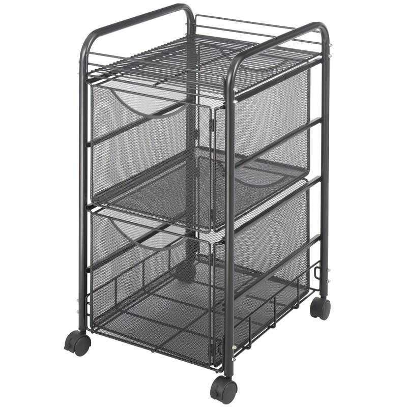 Safco Onyx Mesh File Cart with 2 File Drawers