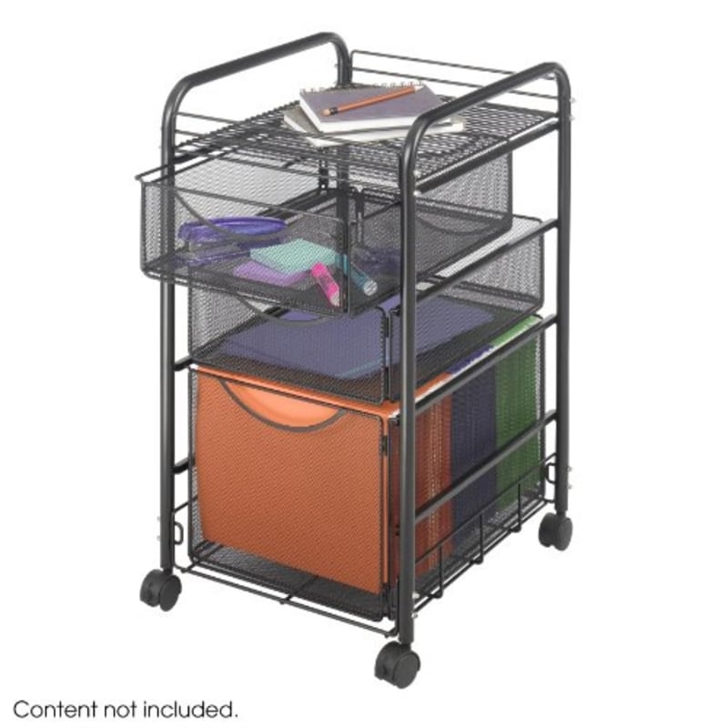 Safco Onyx Mesh File Cart with 1 File Drawer and 2 Small Drawers