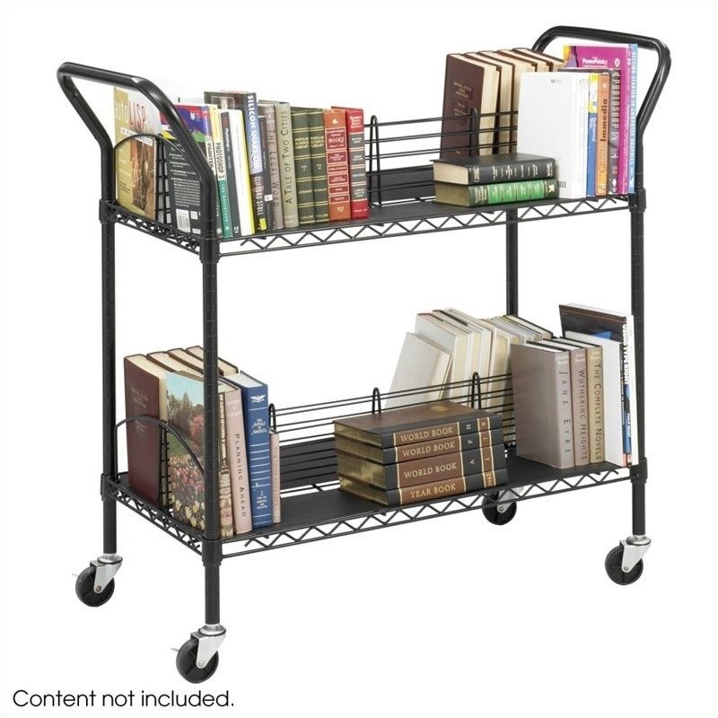 Safco Wire Stainless Steel Book Cart in Black