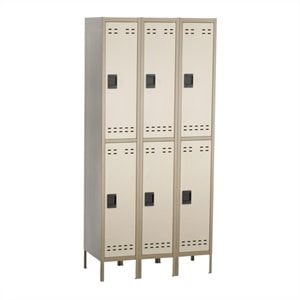 safco double tier locker 3 column in tan
