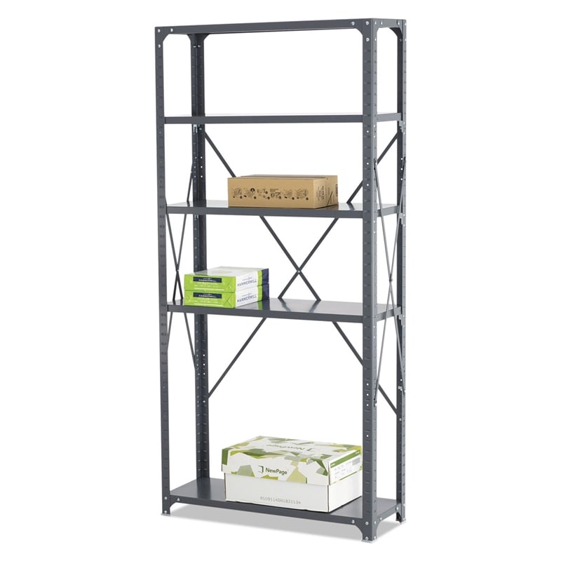 Safco 36 x 12 Commercial 5 Shelf Kit in Dark Grey Finish
