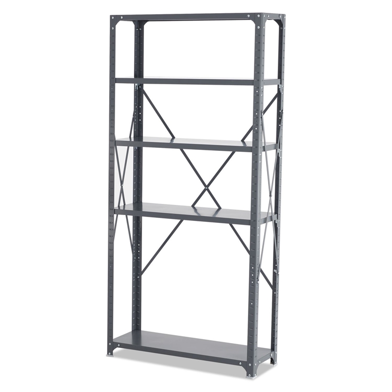 Safco 36 x 12 Commercial 5 Shelf Kit in Dark Grey Finish