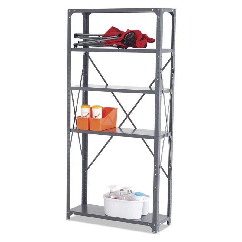 Safco 36 x 12 Commercial 5 Shelf Kit in Dark Grey Finish