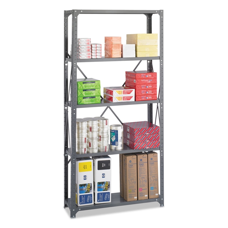 Safco 36 x 12 Commercial 5 Shelf Kit in Dark Grey Finish