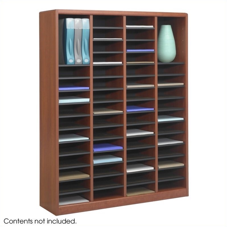 60 Compartments Wood Literature Organizer In Cherry 9331cy 60 Compartments Wood Literature Organizer In Cherry