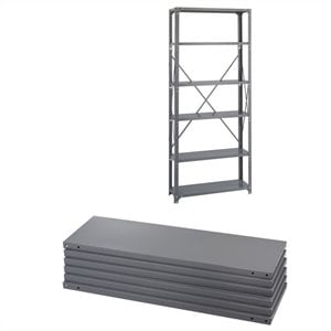 safco steel 6 pack shelving kit with posts 12 x 36 in gray