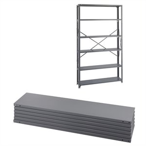 safco steel 6 pack shelving kit with posts 12 x 48 in gray