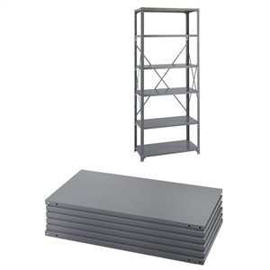 safco steel 6 pack shelving kit with posts 18 x 36 in gray