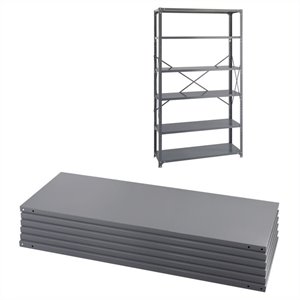safco steel 6 pack shelving kit with posts 18 x 48 in gray
