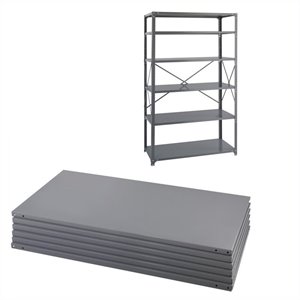 safco steel 6 pack shelving kit with posts 24 x 48 in gray