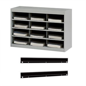 safco e-z stor steel organizer 12 compartments with mount in gray
