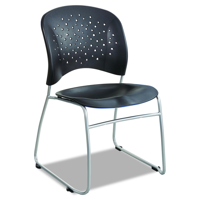 Safco Reve Modern Plastic Guest Chair with Sled Base in Black