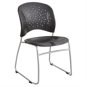Safco Reve Modern Plastic Guest Chair with Sled Base in Black