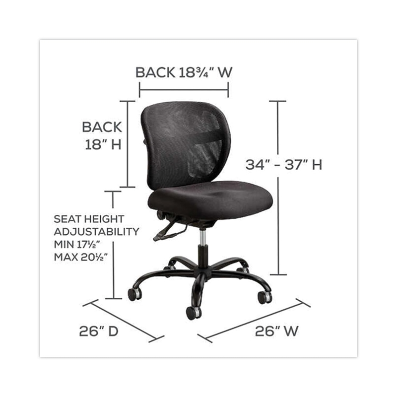 Safco Vue Intensive Use Mesh Task Office Chair in Black Vinyl