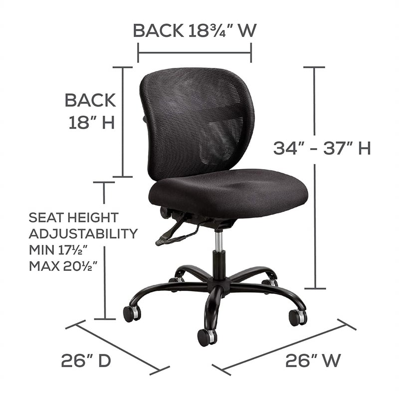 Safco Vue Intensive Use Mesh Task Office Chair in Black Vinyl