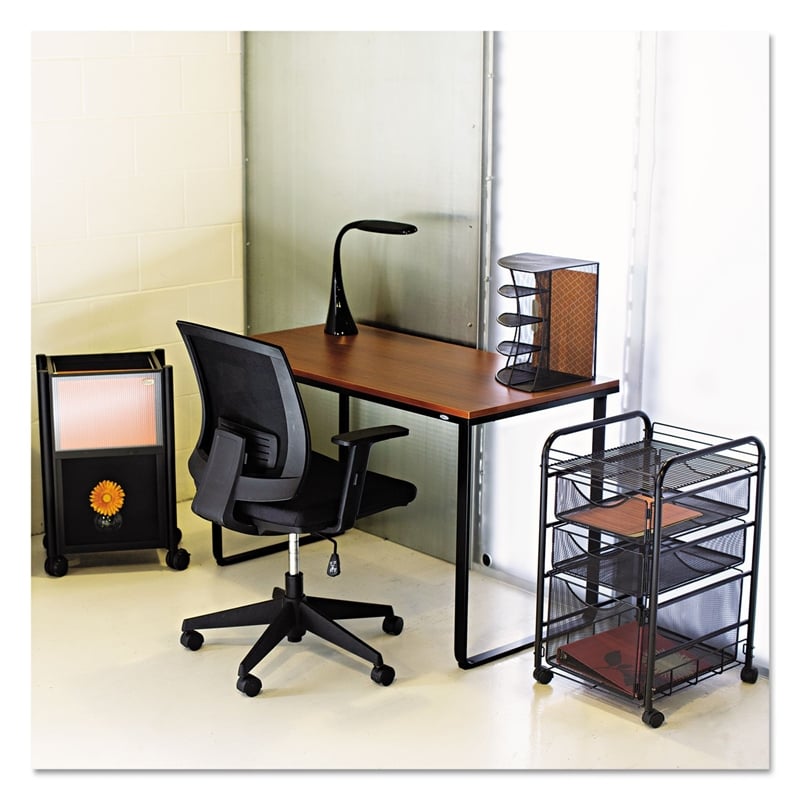 Safco Steel Workstation in Cherry and Black