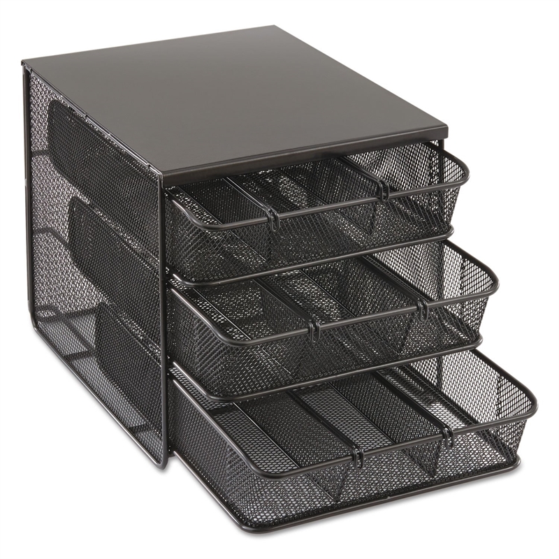 Safco Onyx 3 Drawer Hospitality Organizer in Black