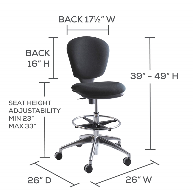 Safco Metro Extended Height Drafting Chair in Black