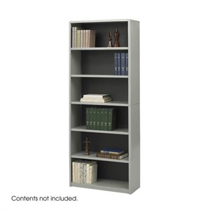 safco valuemate standard 6 shelf economy steel bookcase in gray 