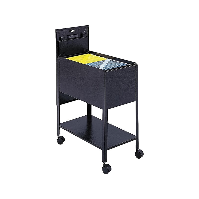 Safco Extra Deep Mobile Letter Size Tub File with Lock in Black