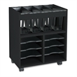Safco 8 Compartment Go Cart Mobile Wood Letter File Cart in Black