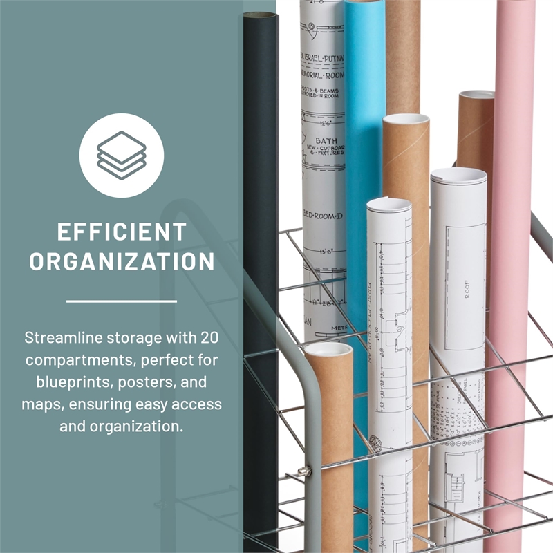 Safco Tubular Steel Wire Roll File Gray - 20 Compartments