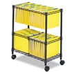 Safco Two-Tier Mobile Metal File Cart in Black