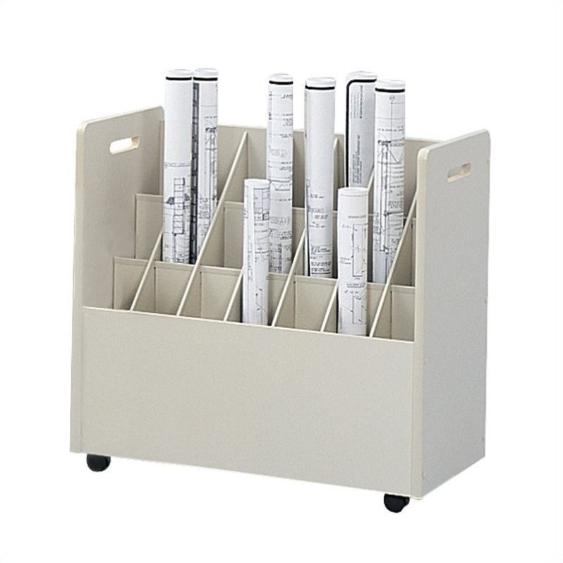 Safco 21 Compartment Mobile Wood Roll Files Organizer in Putty