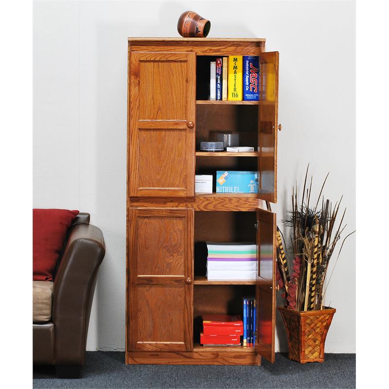 Traditional 72 Wood Storage Cabinet With 5 Shelves In Dry Oak Cymax   2141697 1 L 