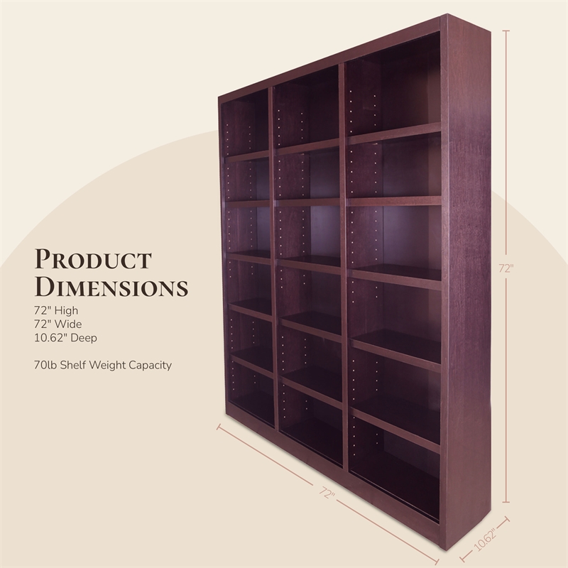 Concepts in Wood Book Shelf - Tall Wood Bookcase Furniture - 72 x 84