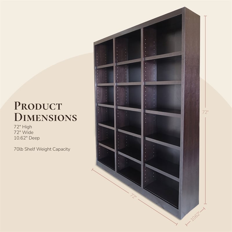 Concepts in Wood Book Shelf - Tall Wood Bookcase Furniture - 72 x