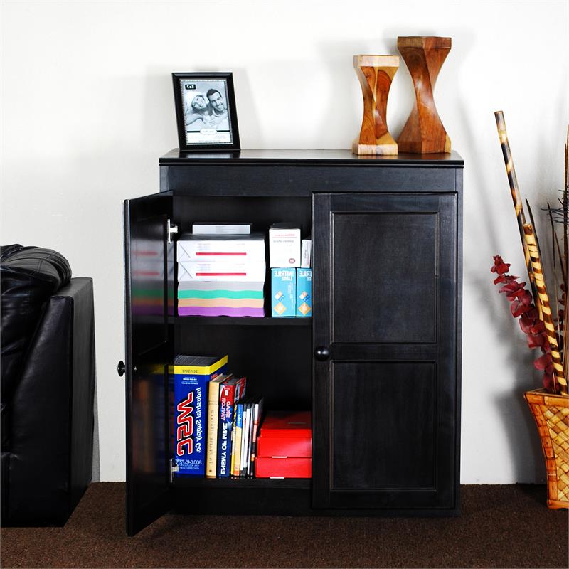 Traditional 36" Wood Storage Cabinet with 2-Shelves in Espresso - KT3036-E