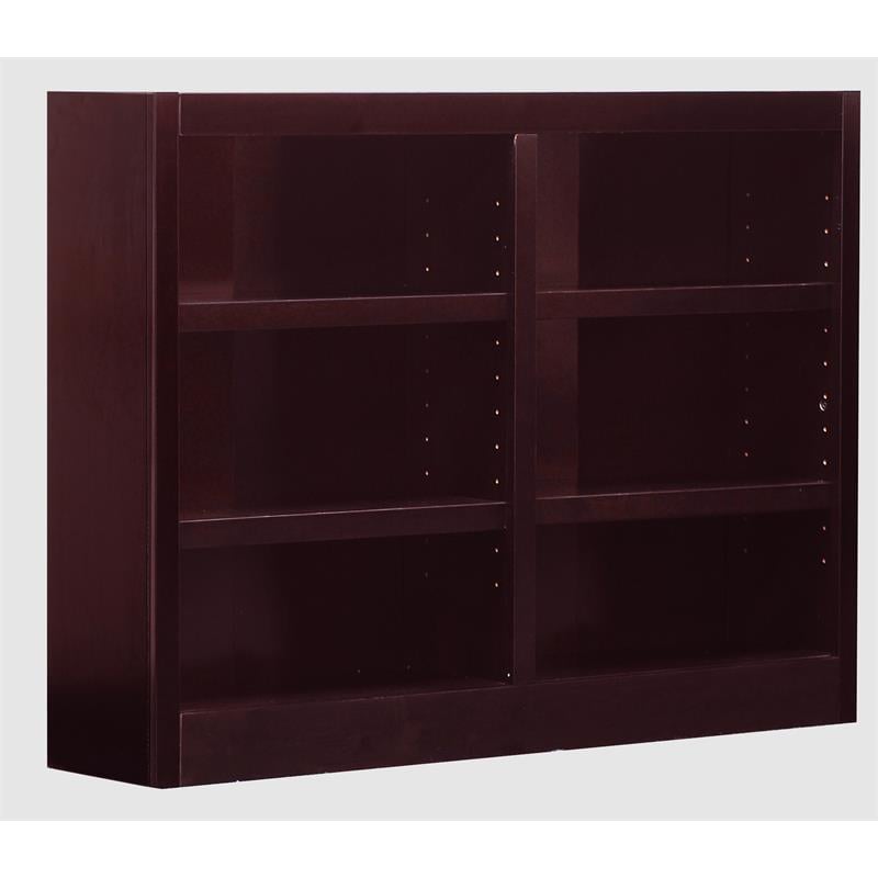 Shelf Double Wide Wood Bookcase, Real Cherry Wood Bookcase