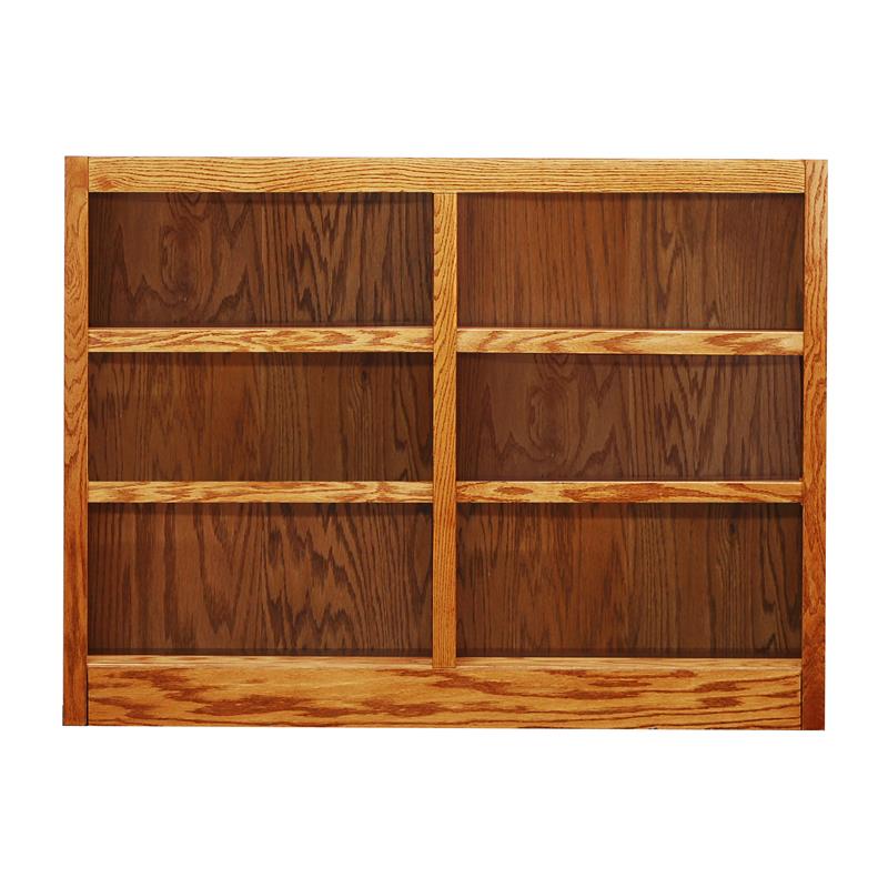 Traditional 36" Tall 6-Shelf Double Wide Wood Bookcase In Dry Oak ...