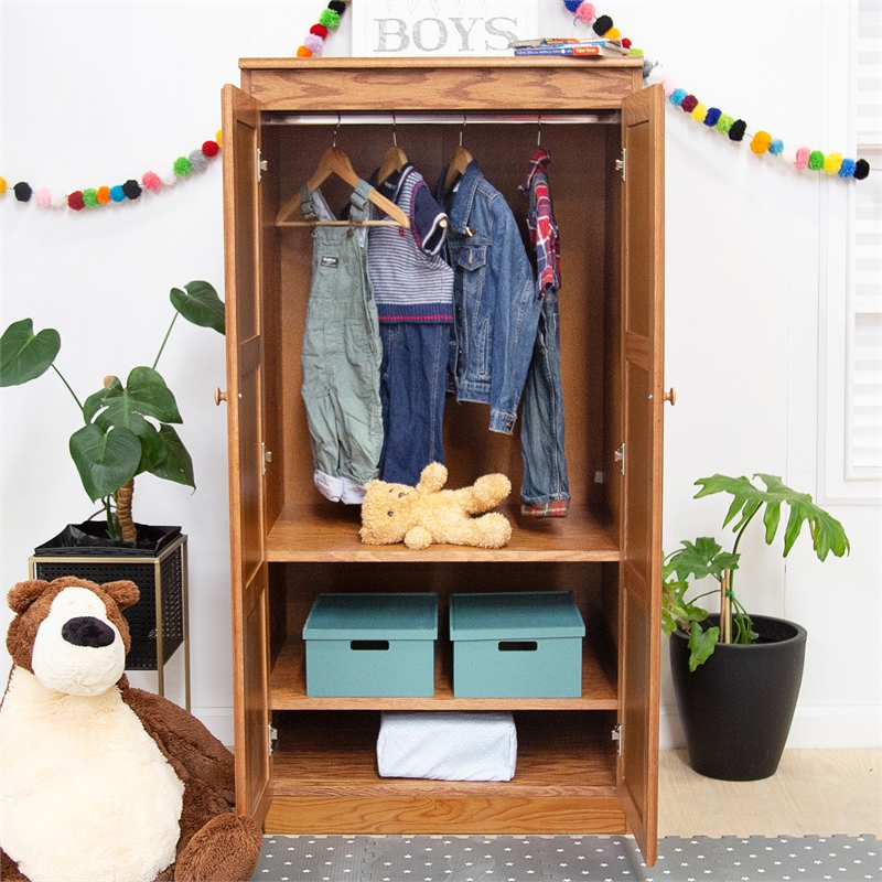 Concepts in Wood Armoire Wardrobe Closet - 5 ft Tall - Oak