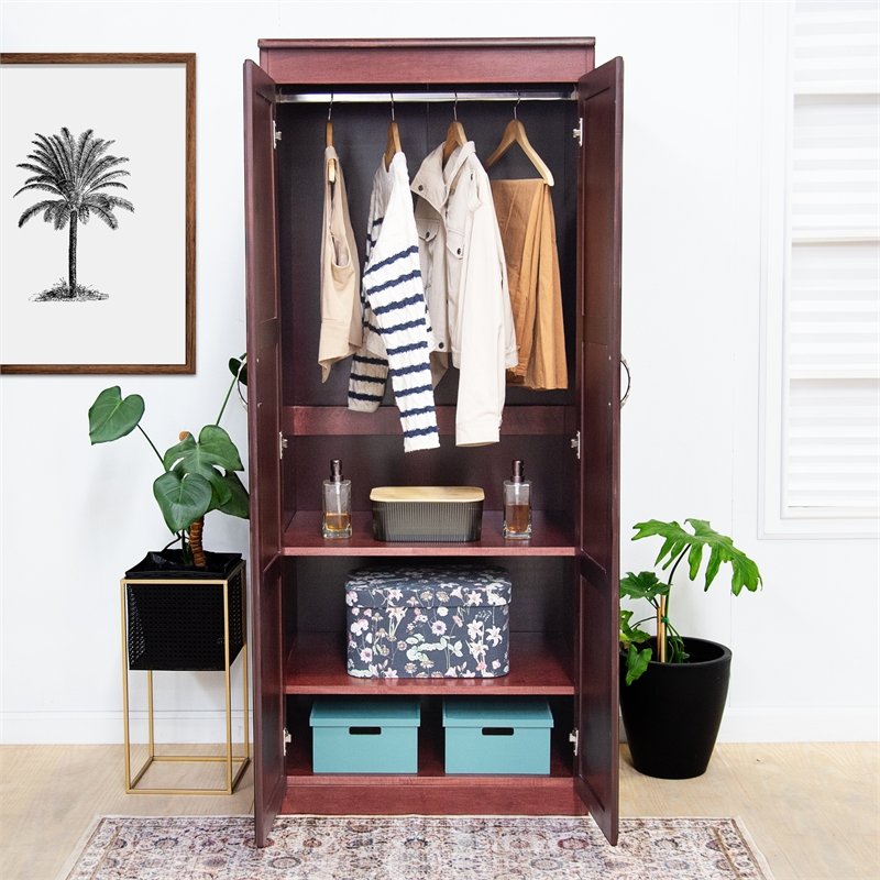 Concepts in Wood Armoire Wardrobe Closet - 6 ft Tall - Cherry