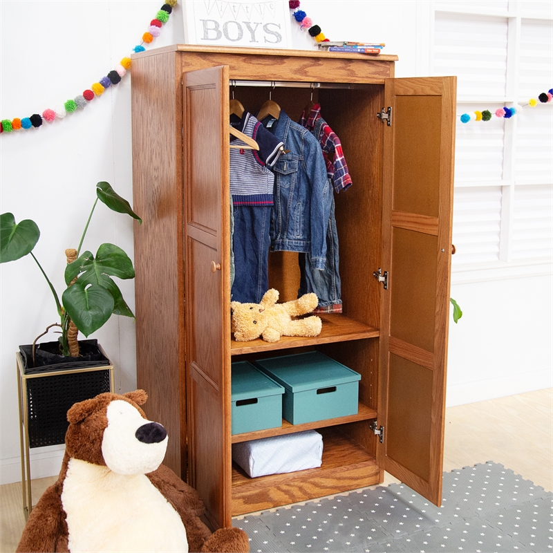 Concepts in Wood Armoire Wardrobe Closet - 6 ft Tall - Oak