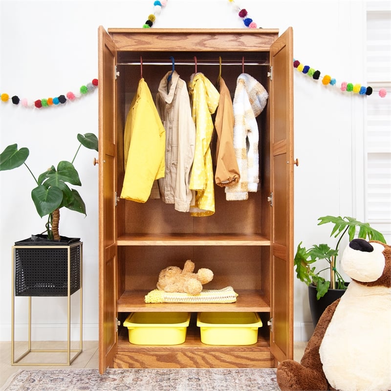 Concepts in Wood Armoire Wardrobe Closet - 6 ft Tall - Oak